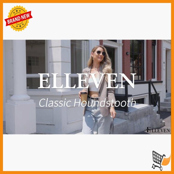 Women's Plaid Blazer Embroidered Collar Houndstooth Business Casual Jacket - Picture 7 of 7